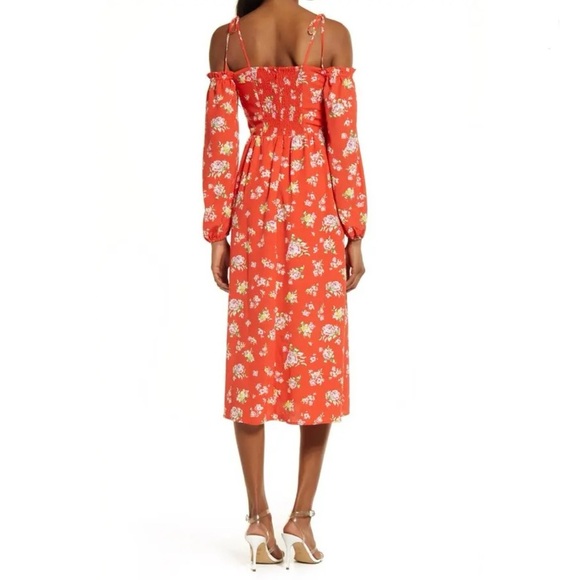 CHARLES HENRY Cold Shoulder Long Sleeve Midi Dress - Picture 3 of 6
